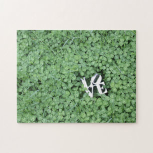 Puzzle Green Spring Clover LOVE Boda Photo Art Fun