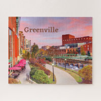 Greenville, Carolina del Sur, otoño del atardecer,