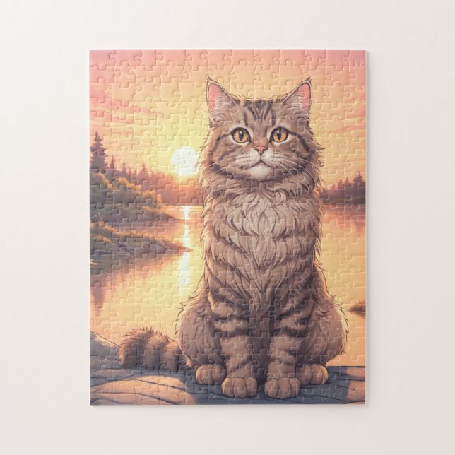 Puzzle Grey Tabby Cat (Vertical)