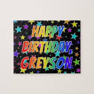 Puzzle "GREYSON" Nombre, Diversión "FELIZ CUMPLEAÑOS"