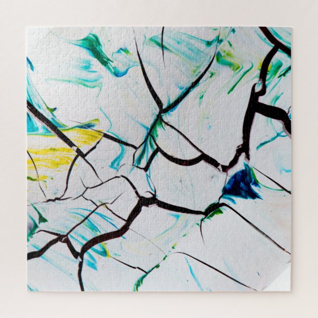 Puzzle Grietas abstractas en azul amarillo verde (Vertical)