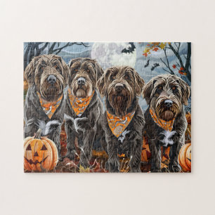 Puzzle Grifón de caza de pelo duro de Halloween espeluzna