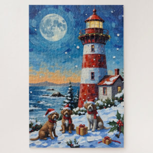 Puzzle Grifón de caza de pelo duro Navidad Faro