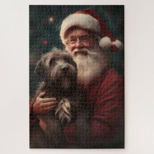 Puzzle Grifón de caza de pelo duro Santa Claus Navidad