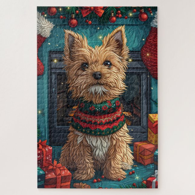 Puzzle Grifón de pelo duro con regalos de Navidad (Vertical)