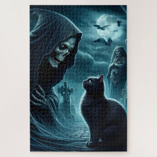 Puzzle Grim Reeper y Black Cat Halloween