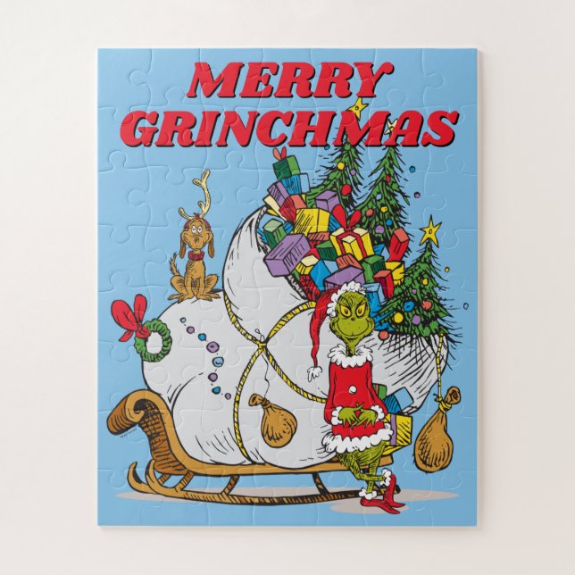 Puzzle Grinch Clásico | Grinch y Max con Trineo (Vertical)