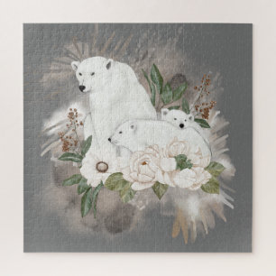 Puzzle Gris de la familia del oso polar lindo