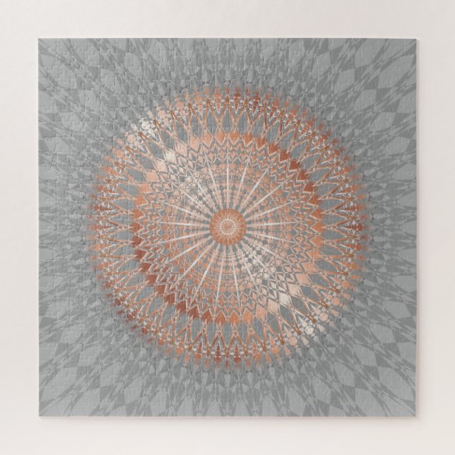 Puzzle Gris dorado Rosa Mandala (Vertical)