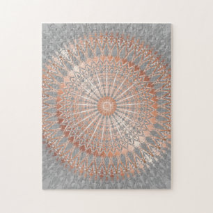 Puzzle Gris dorado Rosa Mandala
