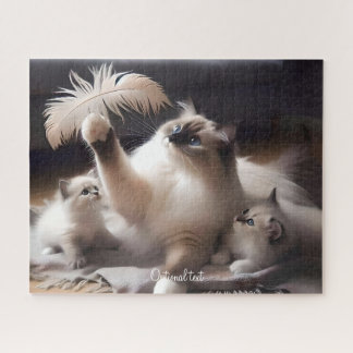 Puzzle Gris Madre Ragdoll Cat and Kittens