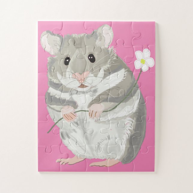 Puzzle Gris y Hamster Blanco  (Vertical)