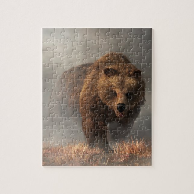 Puzzle Grizzly Bear Emerging from the Fog (Vertical)