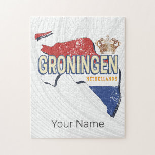Puzzle Groningen Países Bajos Mapa Retro Vintage Holandés