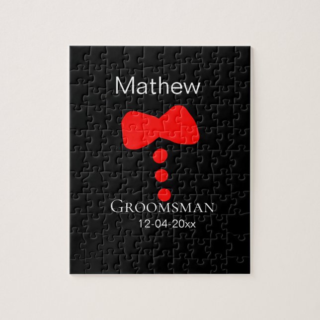 Puzzle groomman add name año camiseta de la proa negra ti (Vertical)