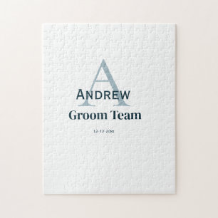 Puzzle groomsmen de equipo simple y personalizado en mono