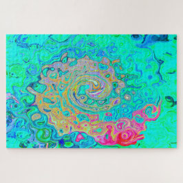 Puzzle Groovy Abstract Retro Arcoiris Liquido Swirl