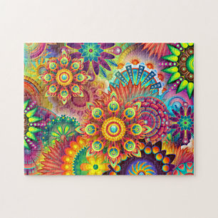 Puzzle Groovy Colores psicodélicos Kaleidoscopio Difícile
