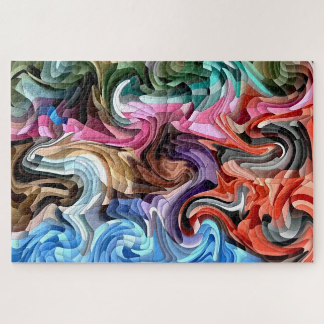 Puzzle Groovy Colorful Fluid Patchwork Resumen de mosaico (Horizontal)
