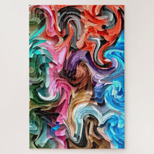 Puzzle Groovy Colorful Fluid Patchwork Resumen de mosaico