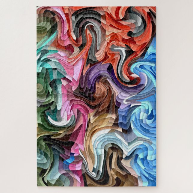 Puzzle Groovy Colorful Fluid Patchwork Resumen de mosaico (Vertical)