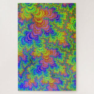 Puzzle Groovy Colorido Boho Hippie Trippy Arcoíris Fracta