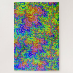 Puzzle Groovy colorido Boho Hippie Trippy Rainbow Fractal