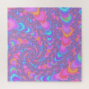 Puzzle Groovy Colorido Fluorescente Trippy Espiral Fracta
