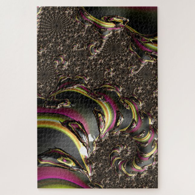 Puzzle Groovy colorido Trippy Funky Espirando arte fracta (Vertical)