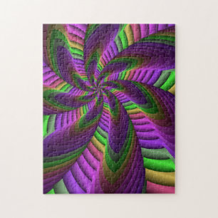 Puzzle Groovy Energetic Colorful Neon Fractal