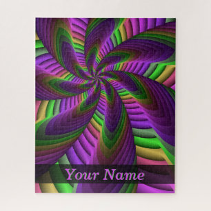 Puzzle Groovy Energetic Neon Colores Fractal Nombre del p