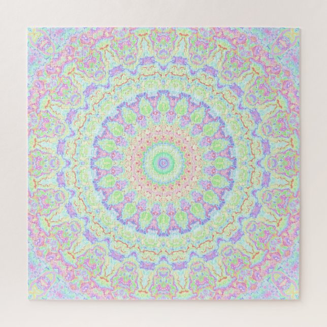 Puzzle Groovy Funky Boho Hippie Rainbow Resumen Mandala (Vertical)