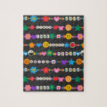 Puzzle Groovy Good Vibes Love Smile Retro Bebidas<br><div class="desc">Groovy Good Vibes Love Smile Retro Beads Jigsaw Puzzles presenta una variedad de cuentas de amistad con texto como amor, paz, felicidad, sonrisa, buenas vibraciones y acentuadas con flores, mariposas, corazones, estrellas, yin y señales yang en colores brillantes. Perfectos regalos para Navidades, cumpleaños, mejores amigos, hermanas y más. Diseñado por...</div>