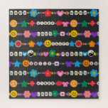 Puzzle Groovy Good Vibes Love Smile Retro Bebidas<br><div class="desc">Groovy Good Vibes Love Smile Retro Beads Jigsaw Puzzles presenta una variedad de cuentas de amistad con texto como amor, paz, felicidad, sonrisa, buenas vibraciones y acentuadas con flores, mariposas, corazones, estrellas, yin y señales yang en colores brillantes. Perfectos regalos para Navidades, cumpleaños, mejores amigos, hermanas y más. Diseñado por...</div>