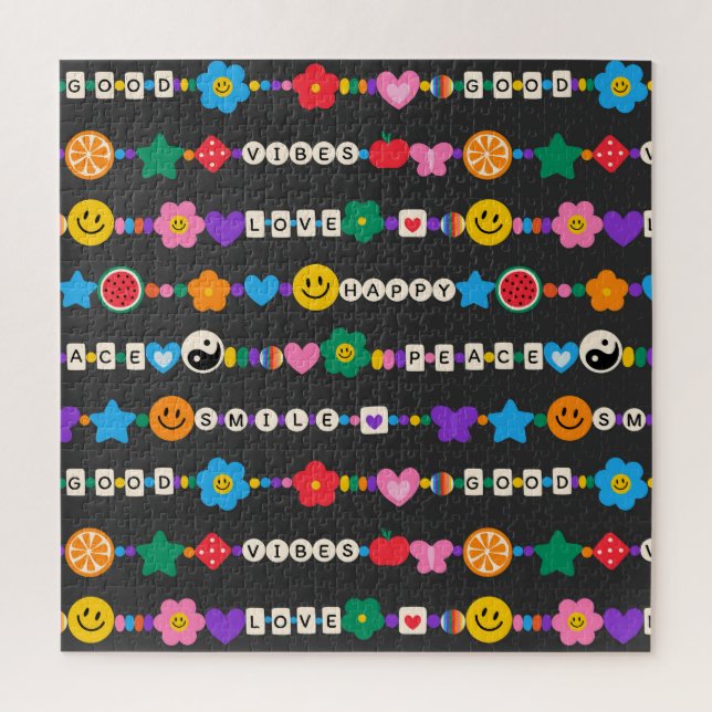 Puzzle Groovy Good Vibes Love Smile Retro Bebidas (Vertical)