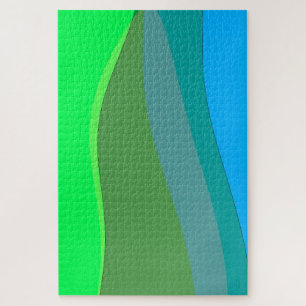 Puzzle Groovy Green And Blue Resumen Art 305