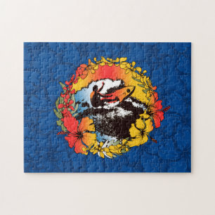 Puzzle Groovy Hawaiian Surfer 1960 Retro Graphic