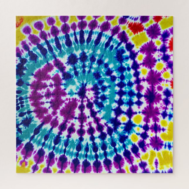 Puzzle Groovy Psychedelal Espiral Tie Dye Batik Art (Vertical)