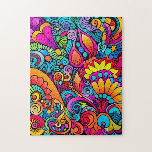 Puzzle Groovy Psychedelic Floral (Vertical)