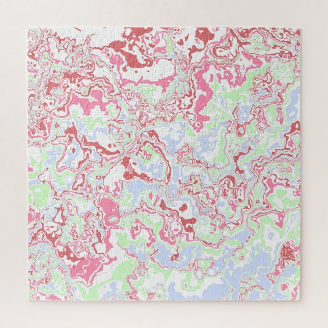 Puzzle Groovy Retro Boho Ecléctico Funky Marble colorido (Vertical)