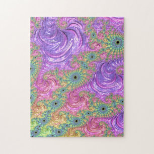 Puzzle Groovy Trippy Boho Jewel Tone Rainbow Fractal
