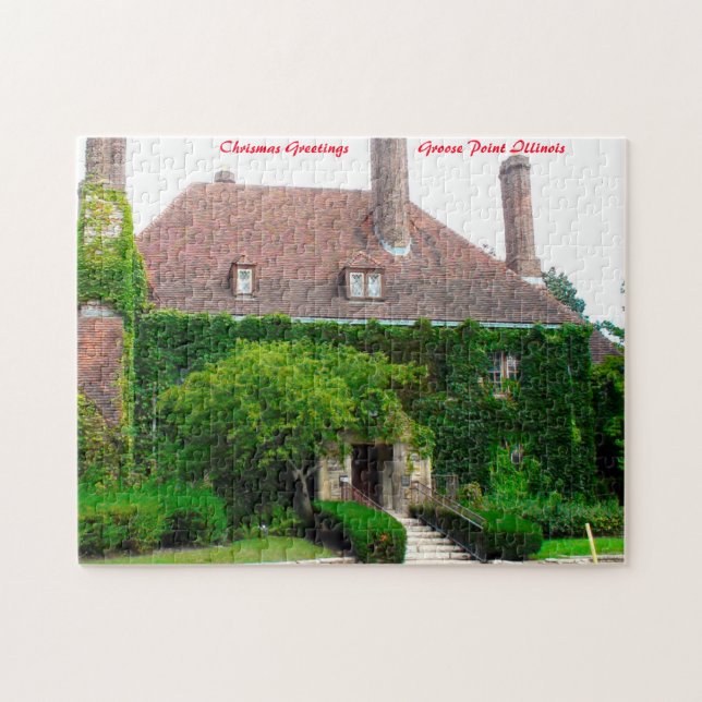 Puzzle Grosse Point Illinois. Felicitaciones de Navidad (Horizontal)