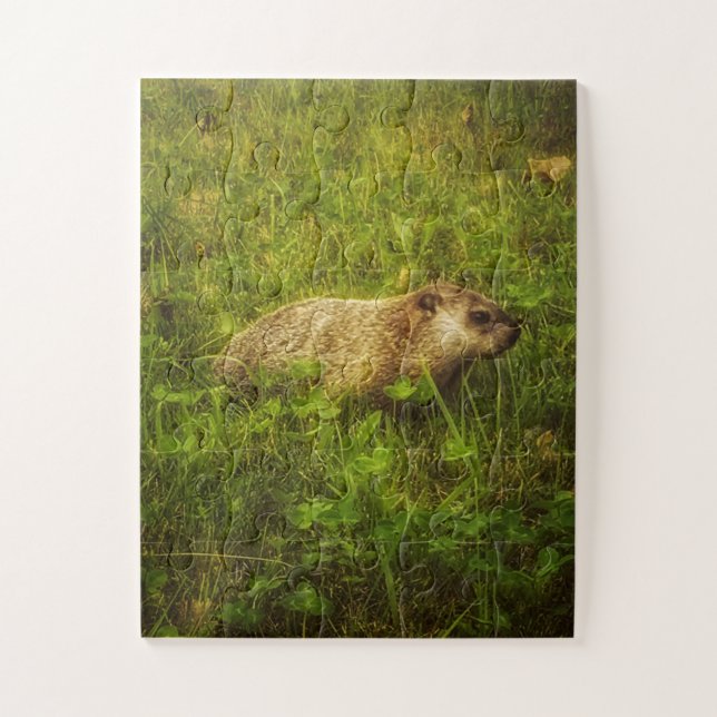Puzzle Groundhog en un campo (Vertical)