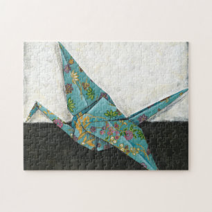 Puzzle Grúa de origami con diseños florales