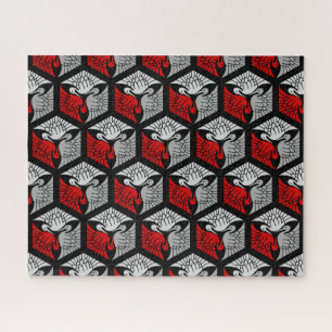 Puzzle Grullas japonesas, rojas, grises, grises y negros
