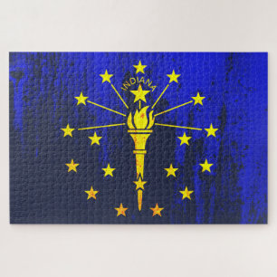 Puzzle Grunge de bandera del estado de Indiana