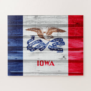Puzzle Grunge de bandera del estado de Iowa