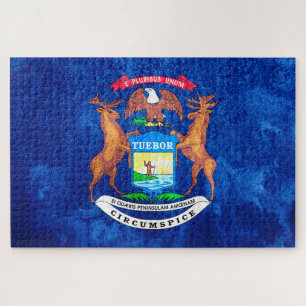 Puzzle Grunge de bandera del estado de Michigan