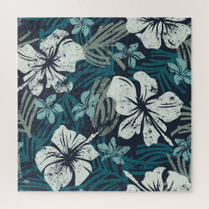 Puzzle Grunge Hibiscus, Papel de escritorio tropical flor