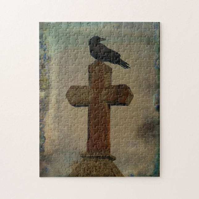 Puzzle Grungy Gothic Night Crow (Vertical)